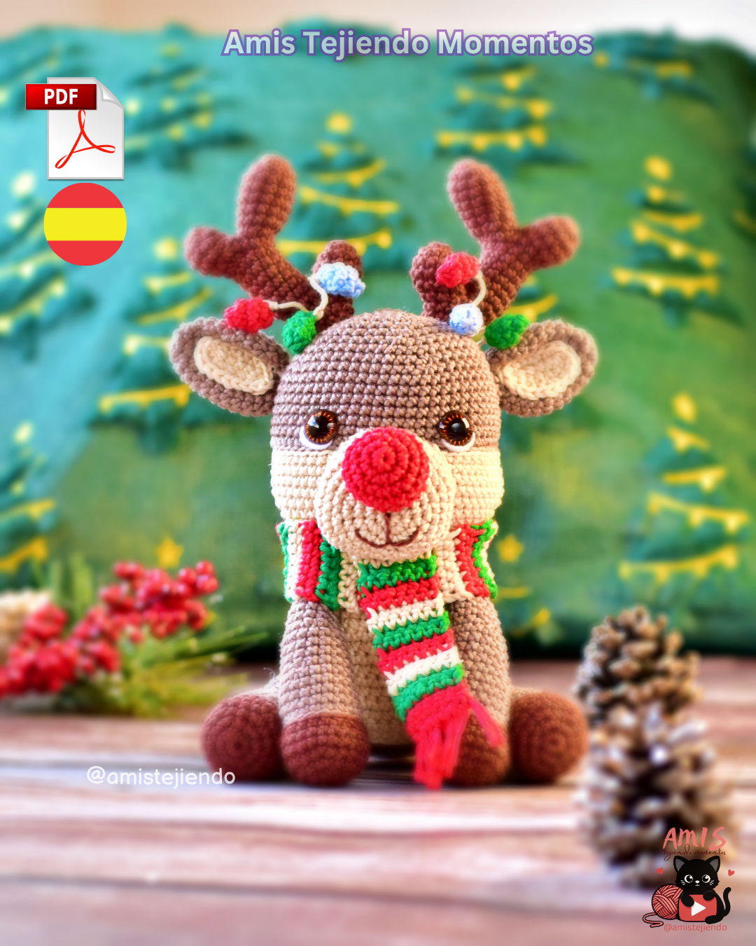 Reno Navideño Amigurumi Patrón PDF