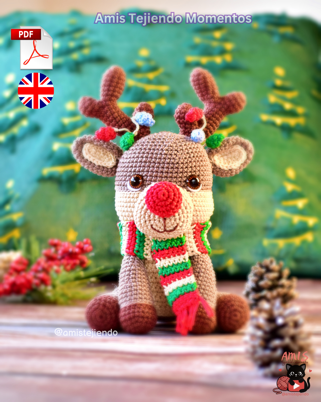 Reno Navideño Amigurumi Patrón PDF