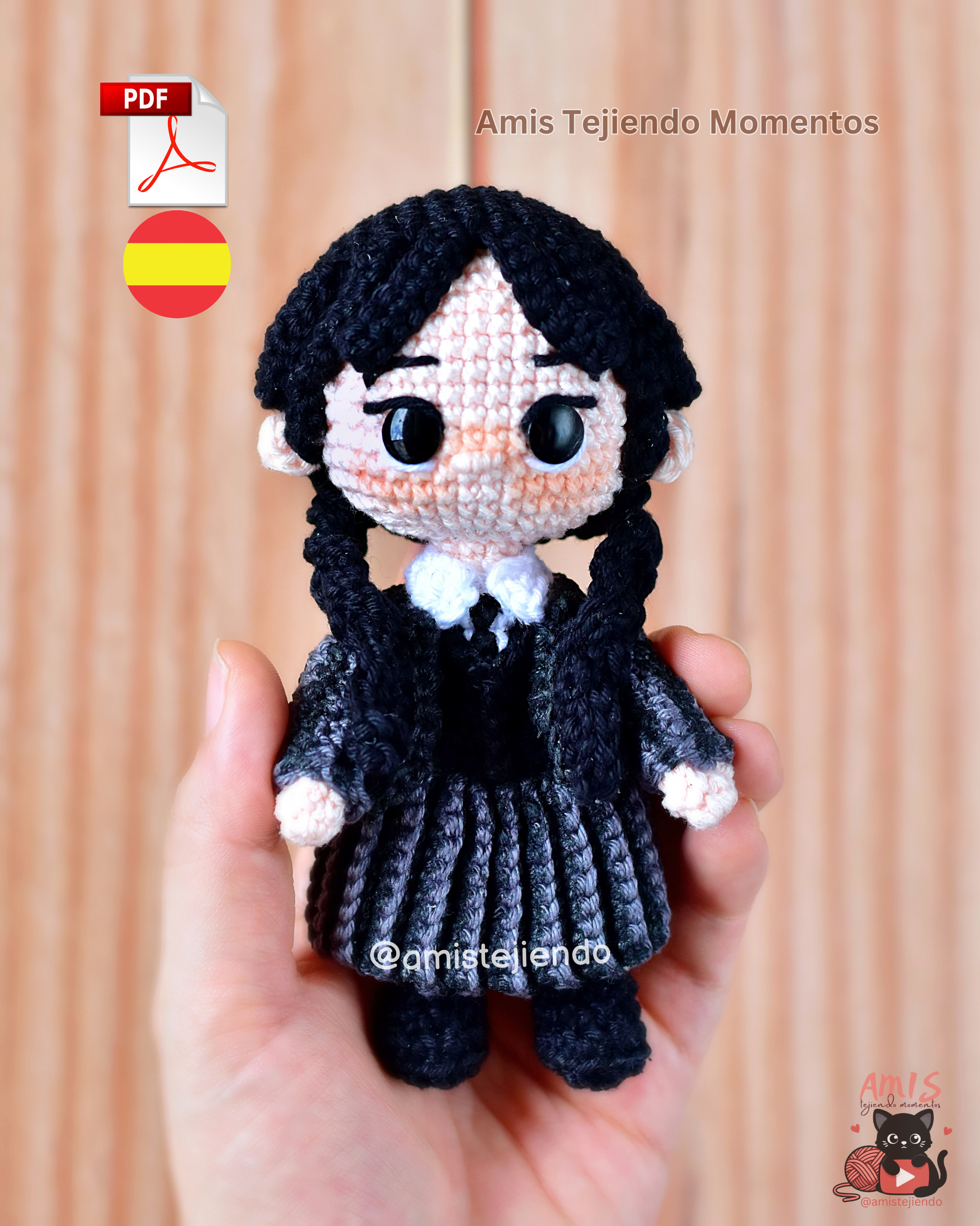 Merlina Addams Amigurumi Patrón PDF