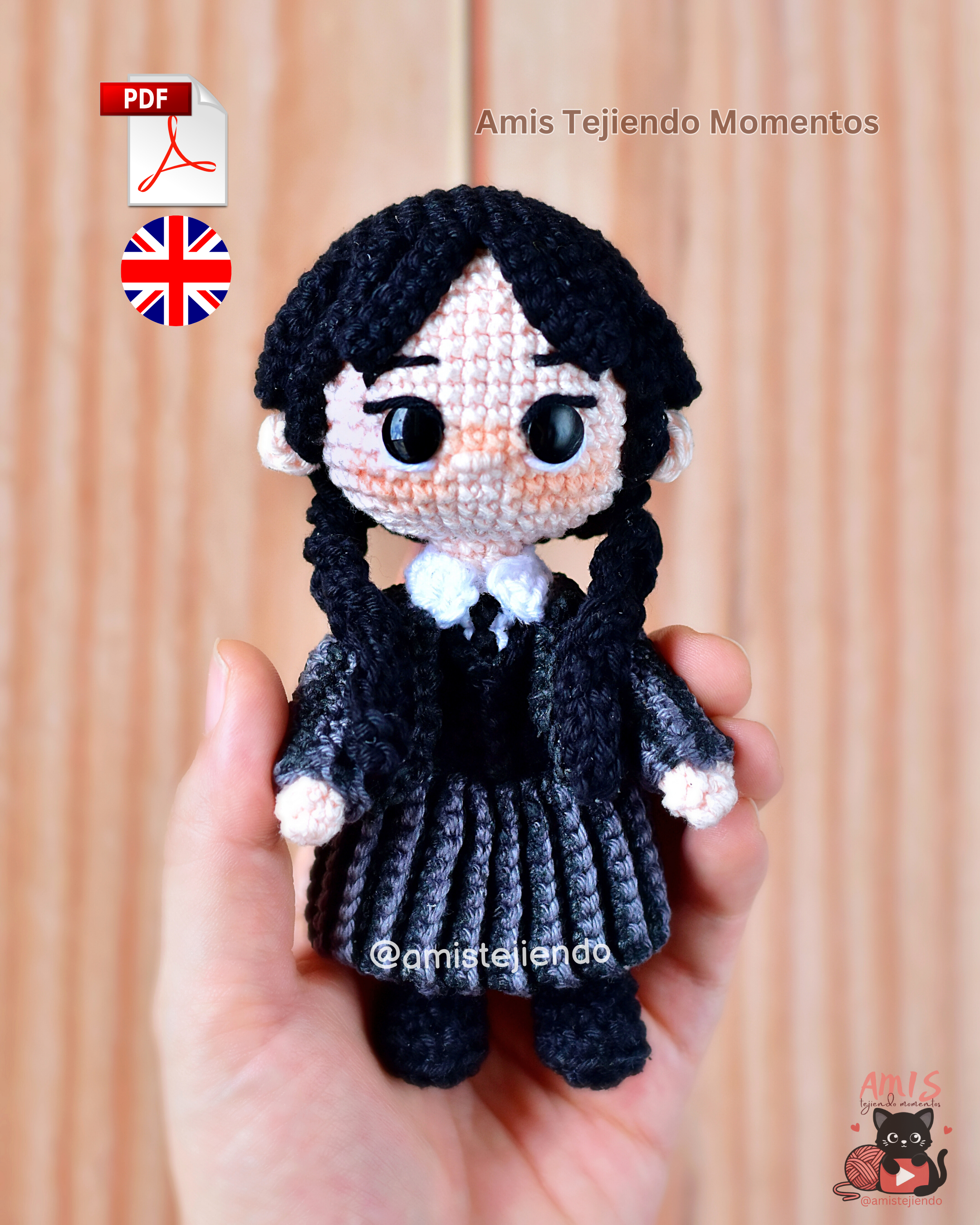 Merlina Addams Amigurumi Patrón PDF